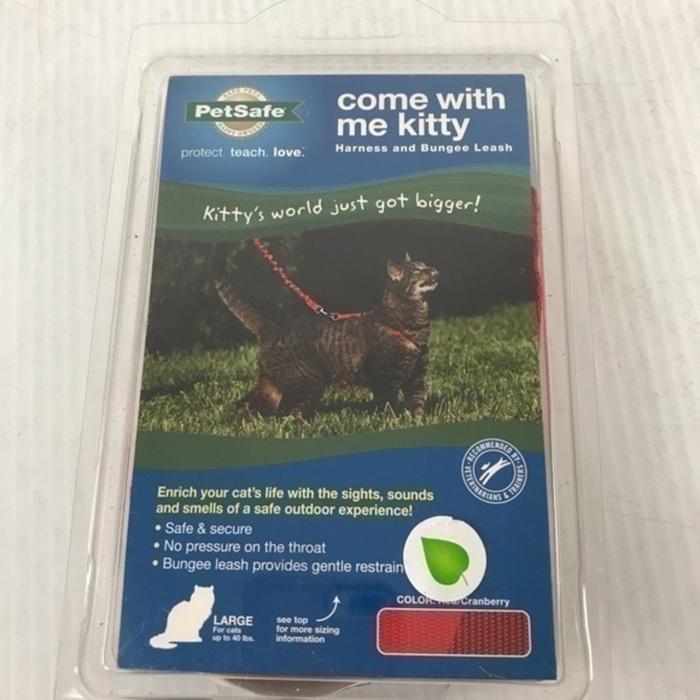 PetSafe "COME WITH ME KITTY" Cat Harness and Bungee Leash RED/Cranberry Large